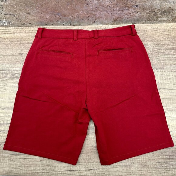 Swet Tailor Mens Chino Shorts Size 33 Red Wine Stretch Pockets Cotton Blend NWT - Picture 2 of 11